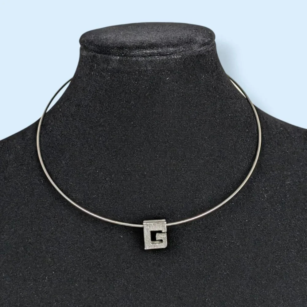 Vintage "G" Pendant Torque Necklace